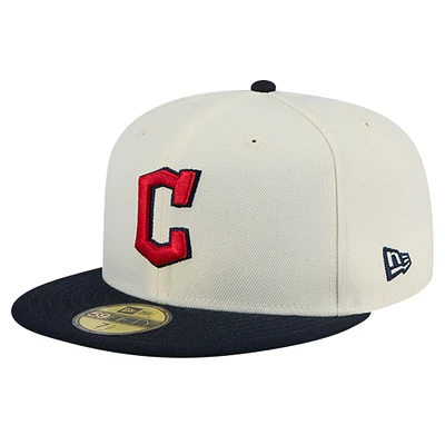 Men's New Era Cream Cleveland Guardians Chrome 59FIFTY Fitted Hat