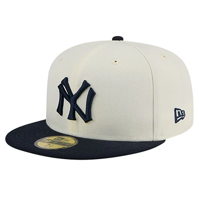 Men's New Era Cream York Yankees Cooperstown Collection Chrome 59FIFTY Fitted Hat