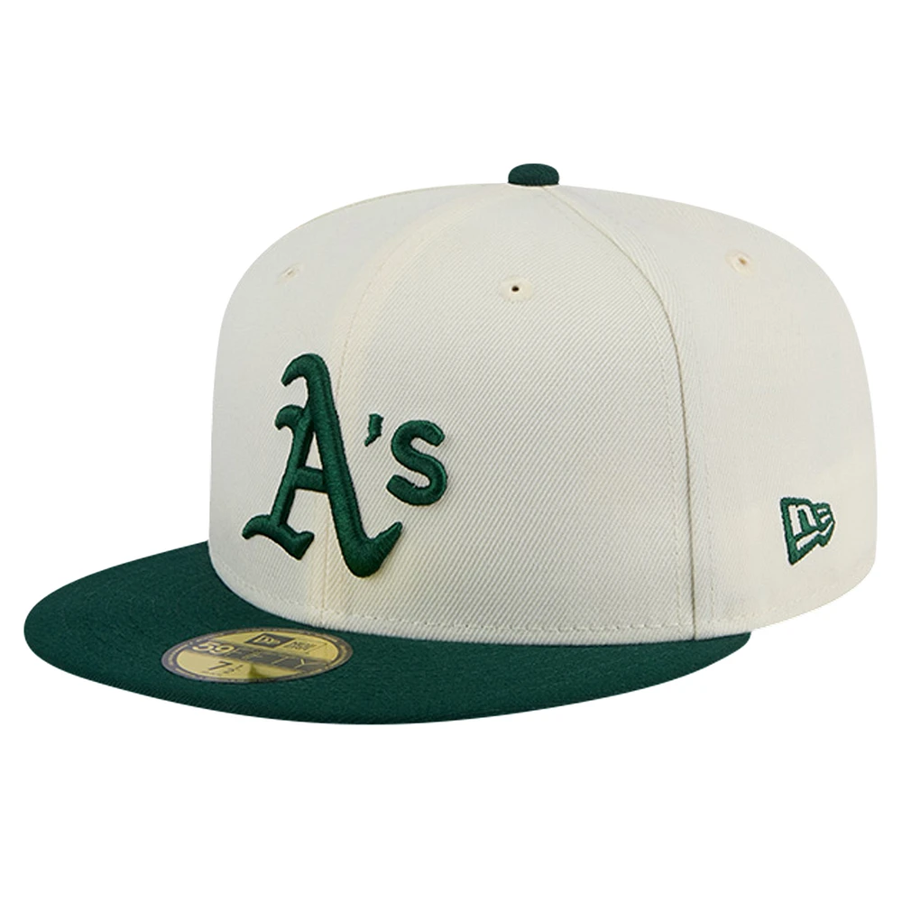 Men's New Era Cream Athletics Chrome 59FIFTY Fitted Hat