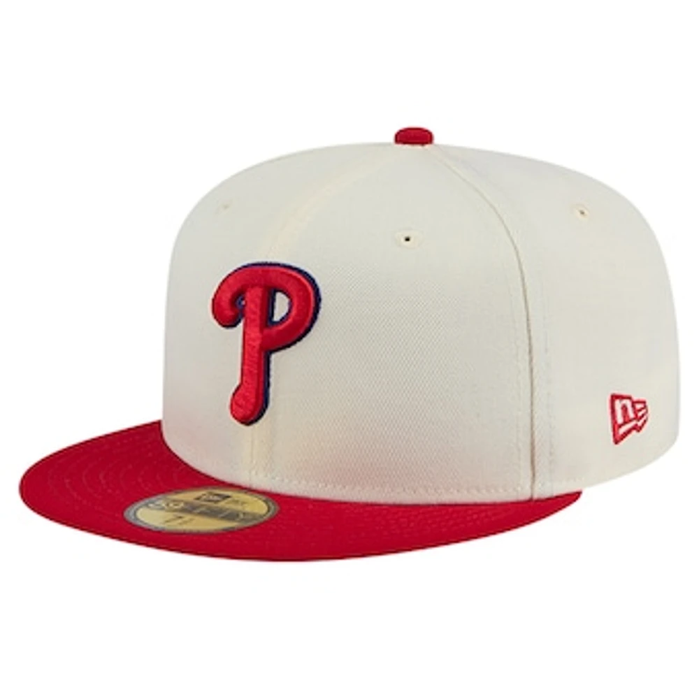 Men's New Era Cream Philadelphia Phillies Chrome 59FIFTY Fitted Hat