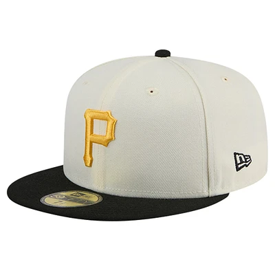 Men's New Era Cream Pittsburgh Pirates Chrome 59FIFTY Fitted Hat