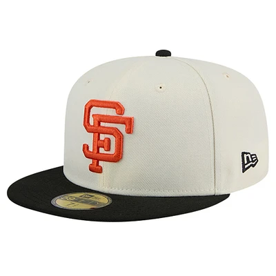 Men's New Era Cream San Francisco Giants Cooperstown Collection Chrome 59FIFTY Fitted Hat
