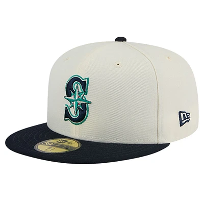 Men's New Era Cream Seattle Mariners Chrome 59FIFTY Fitted Hat
