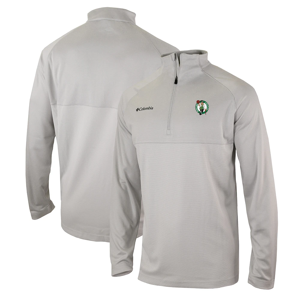 Men's Columbia Heather Gray Boston Celtics Omni-Wick Rockin' It Quarter-Zip Pullover Top