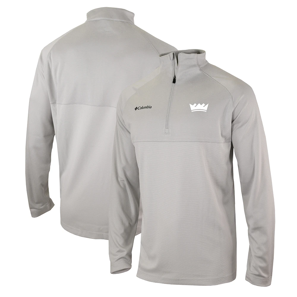 Men's Columbia Heather Gray Sacramento Kings Omni-Wick Rockin' It Quarter-Zip Pullover Top