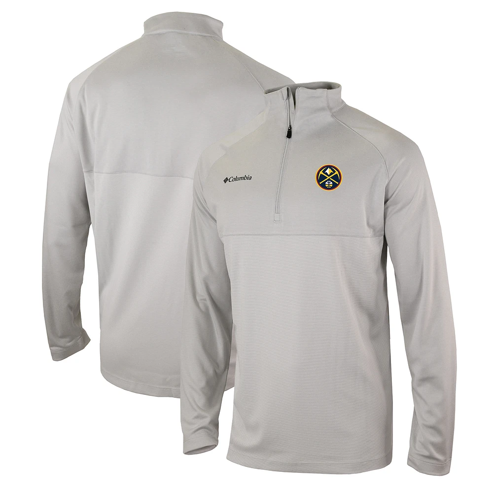 Men's Columbia Heather Gray Denver Nuggets Omni-Wick Rockin' It Quarter-Zip Pullover Top