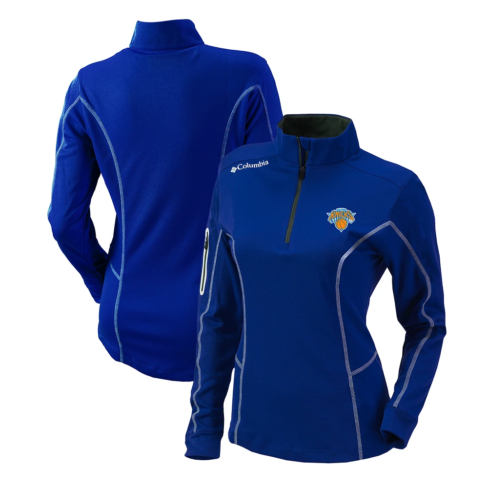 Women's Columbia Blue New York Knicks Omni-Wick Shotgun Quarter-Zip Pullover Top