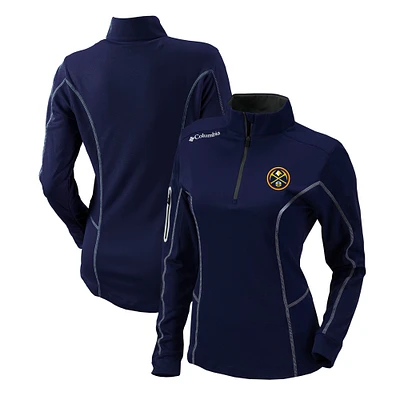 Women's Columbia Navy Denver Nuggets Omni-Wick Shotgun Quarter-Zip Pullover Top