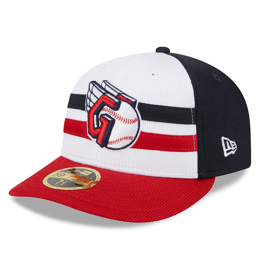 Men's New Era White Cleveland Guardians 2025 Batting Practice Low Profile 59FIFTY Fitted Hat