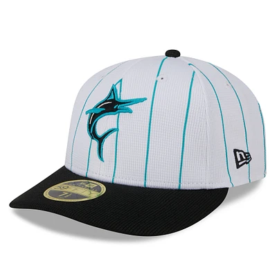Men's New Era White Miami Marlins 2025 Batting Practice Low Profile 59FIFTY Fitted Hat