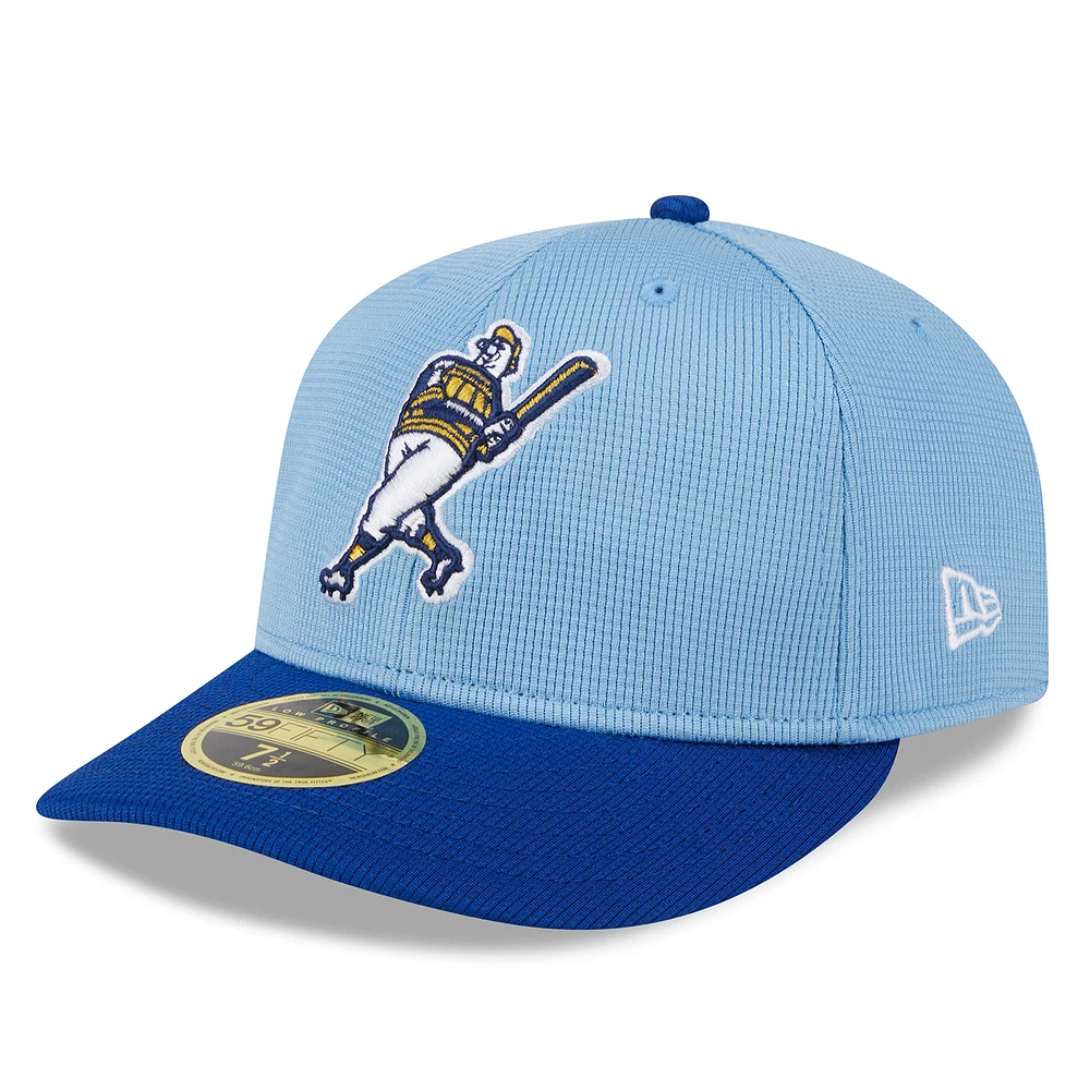 Men's New Era Light Blue Milwaukee Brewers 2025 Batting Practice Low Profile 59FIFTY Fitted Hat