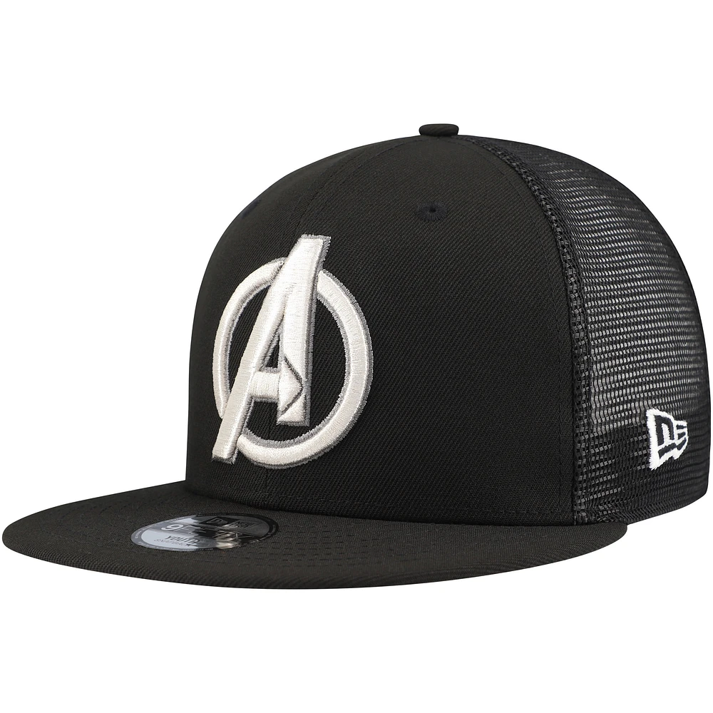 Youth New Era Black The Avengers 9FIFTY Trucker Snapback Hat