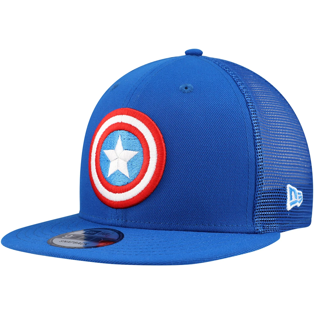 Men's New Era Blue Captain America 9FIFTY Snapback Trucker Hat