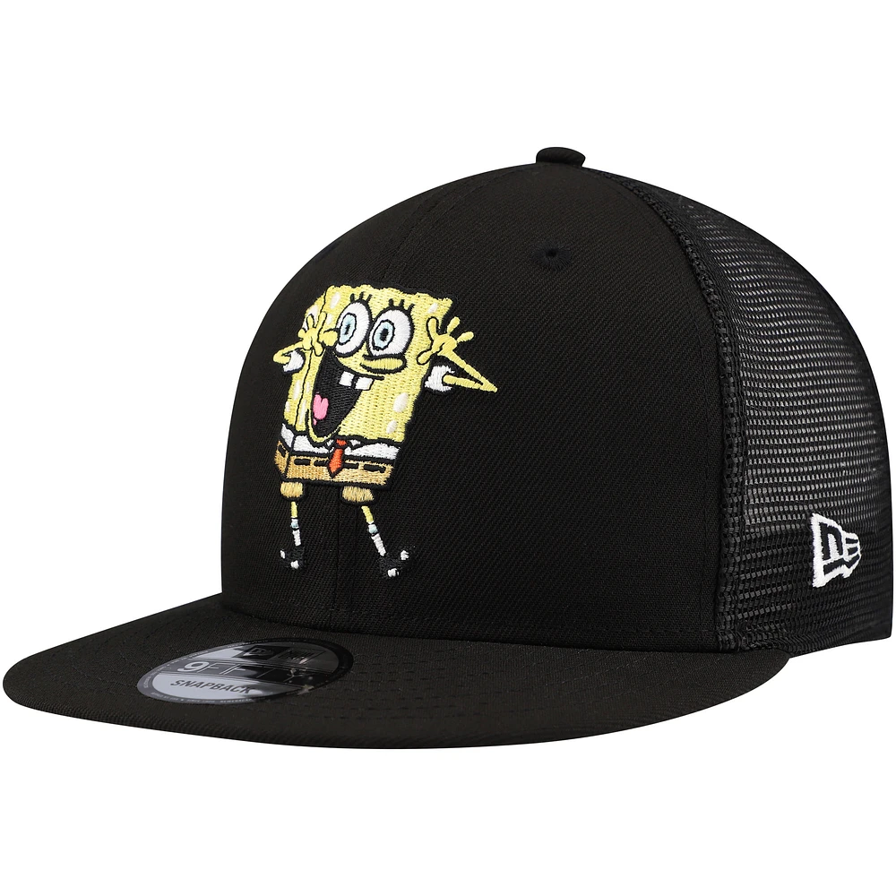 Men's New Era Black SpongeBob SquarePants 9FIFTY Snapback Trucker Hat