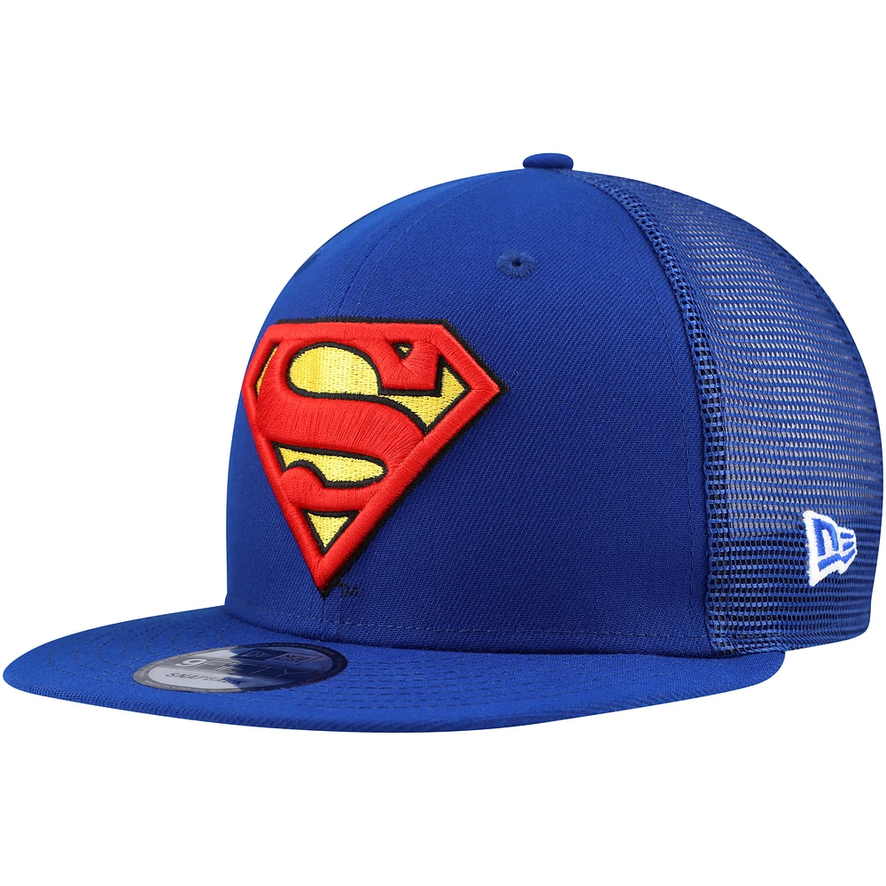 Men's New Era Blue Superman 9FIFTY Snapback Trucker Hat
