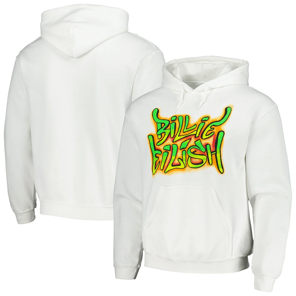 Unisex White Billie Eilish Graffiti Pullover Hoodie
