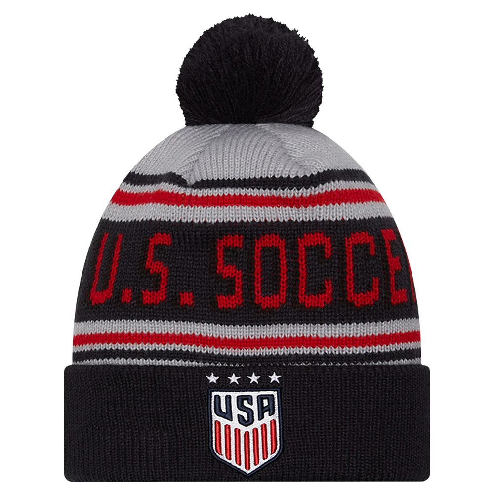 Men's New Era Navy USWNT Cuffed Knit Hat with Pom