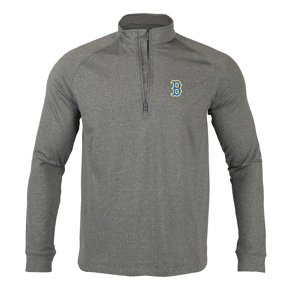 Men's Levelwear Heather Charcoal Boston Red Sox City Connect Calibre Insignia Core Quarter-Zip Pullover Top