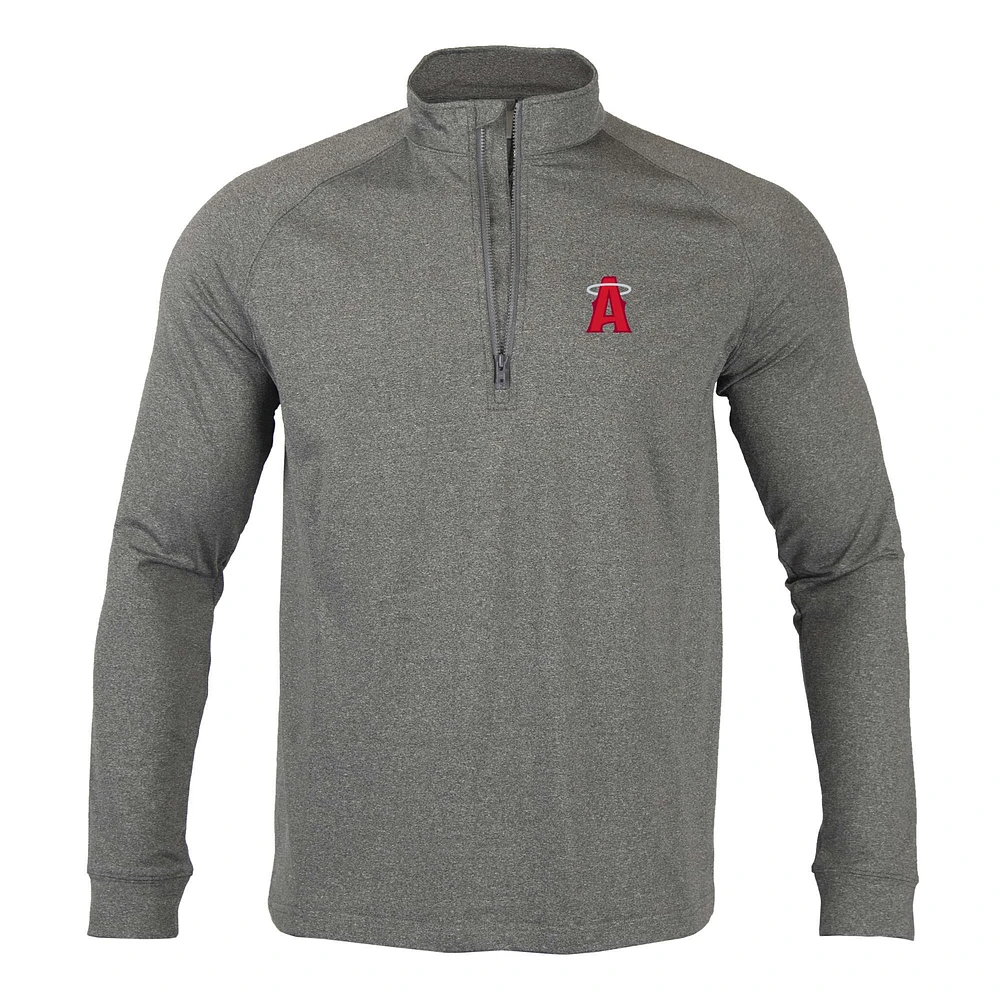 Men's Levelwear Heather Charcoal Los Angeles Angels City Connect Calibre Insignia Core Quarter-Zip Pullover Top