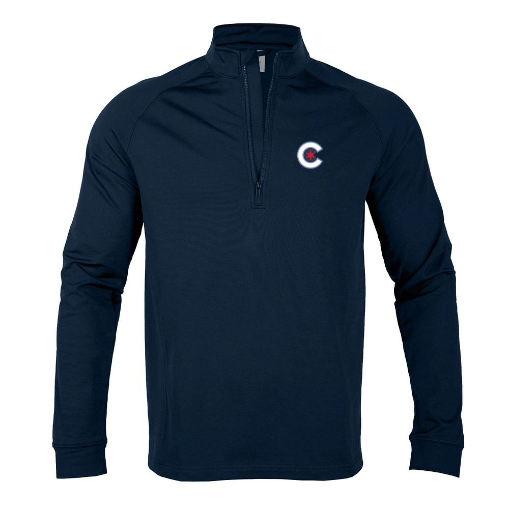 Men's Levelwear Navy Chicago Cubs City Connect Calibre Insignia Core Quarter-Zip Pullover Top