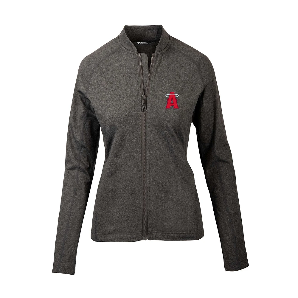 Women's Levelwear Heather Charcoal Los Angeles Angels City Connect Ezra Insignia Core Full-Zip Jacket