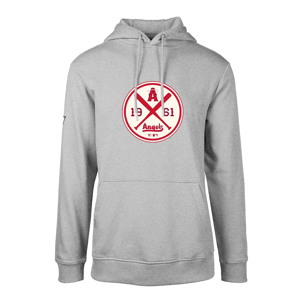 Men's Levelwear Heather Gray Los Angeles Angels City Connect Podium Strike Pullover Hoodie