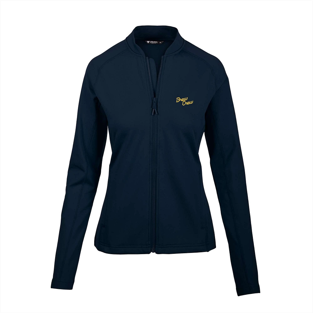 Women's Levelwear Navy Milwaukee Brewers City Connect Ezra Insignia Core Full-Zip Jacket