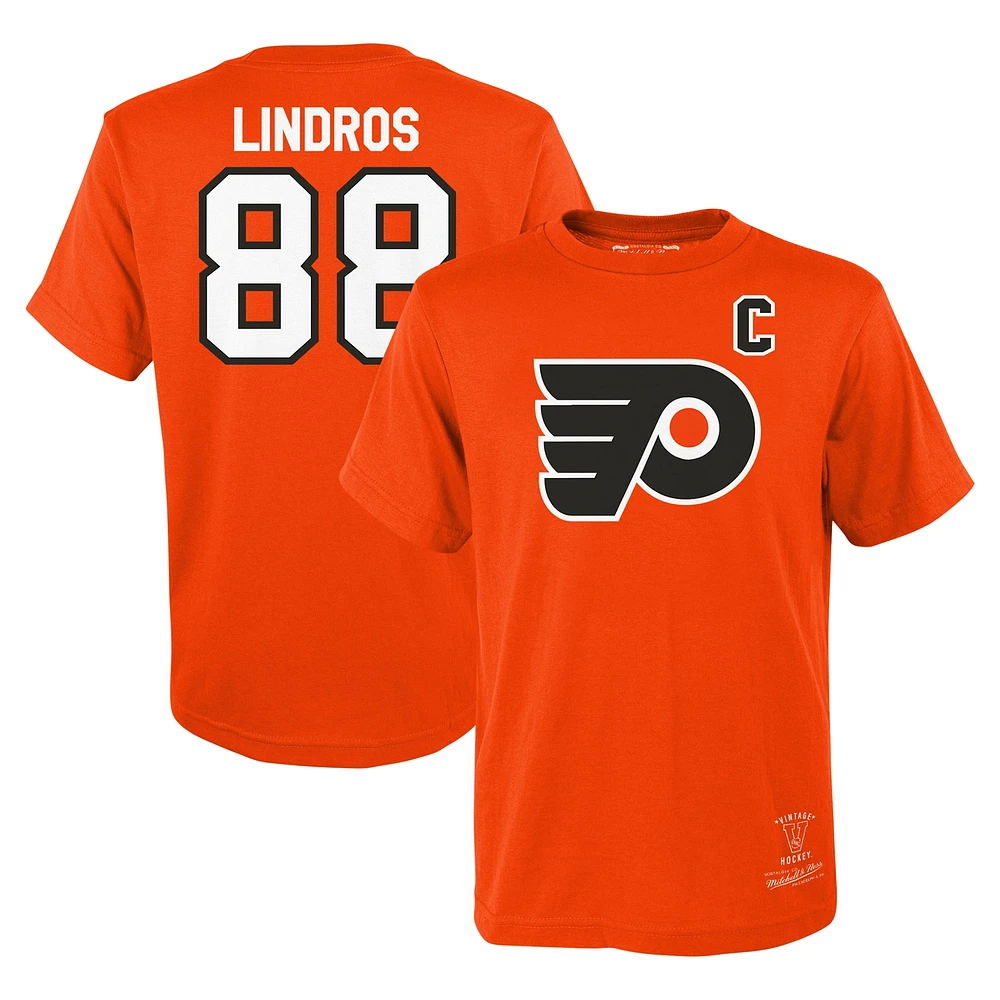 Youth Mitchell & Ness Eric Lindros Orange Philadelphia Flyers Name & Number T-Shirt