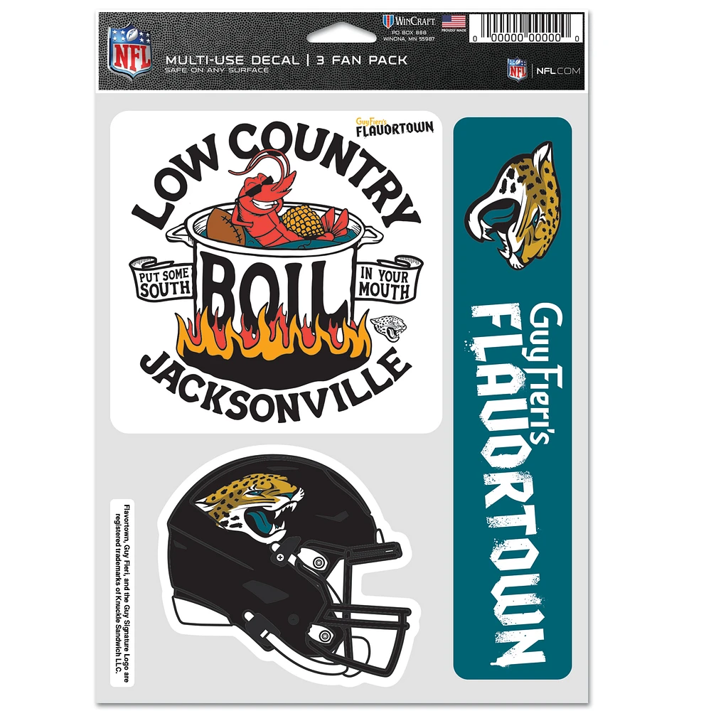 WinCraft Jacksonville Jaguars NFL x Guy Fieri’s Flavortown 5.5'' x 7.75'' Three-Pack Fan Decal Set