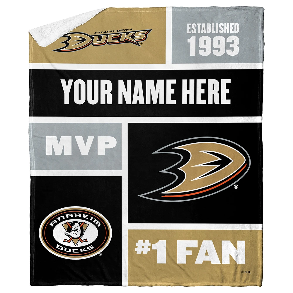 The Northwest Group Anaheim Ducks 50'' x 60'' Personalized Silk Touch Sherpa Throw Blanket