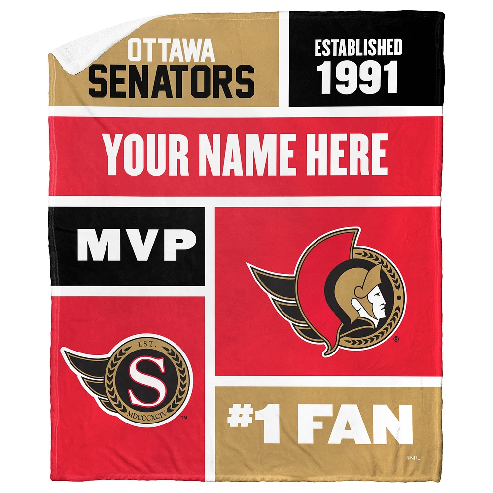 The Northwest Group Ottawa Senators 50'' x 60'' Personalized Silk Touch Sherpa Throw Blanket