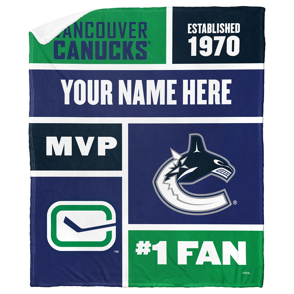 The Northwest Group Vancouver Canucks 50'' x 60'' Personalized Silk Touch Sherpa Throw Blanket