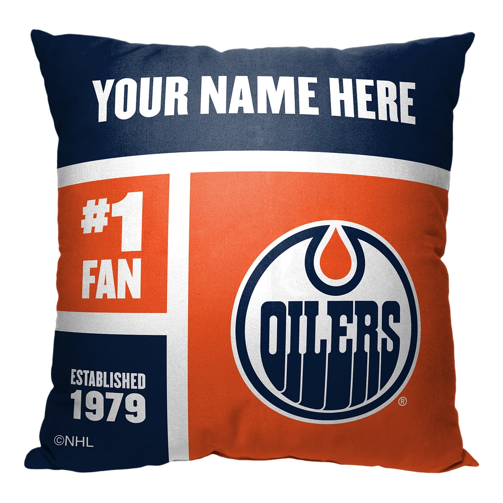 The Northwest Group Edmonton Oilers 18'' x 18'' Personalized Throw Pillow
