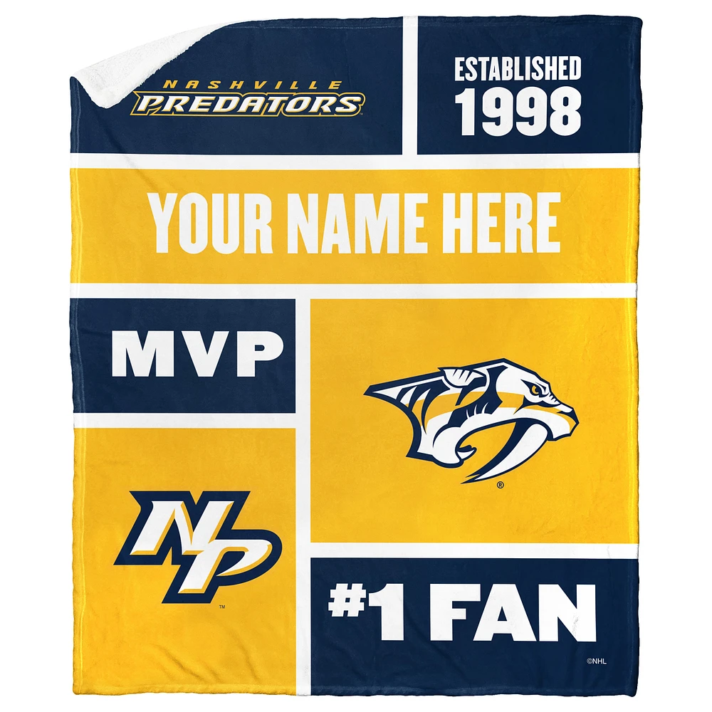 The Northwest Group Nashville Predators 50'' x 60'' Personalized Silk Touch Sherpa Throw Blanket