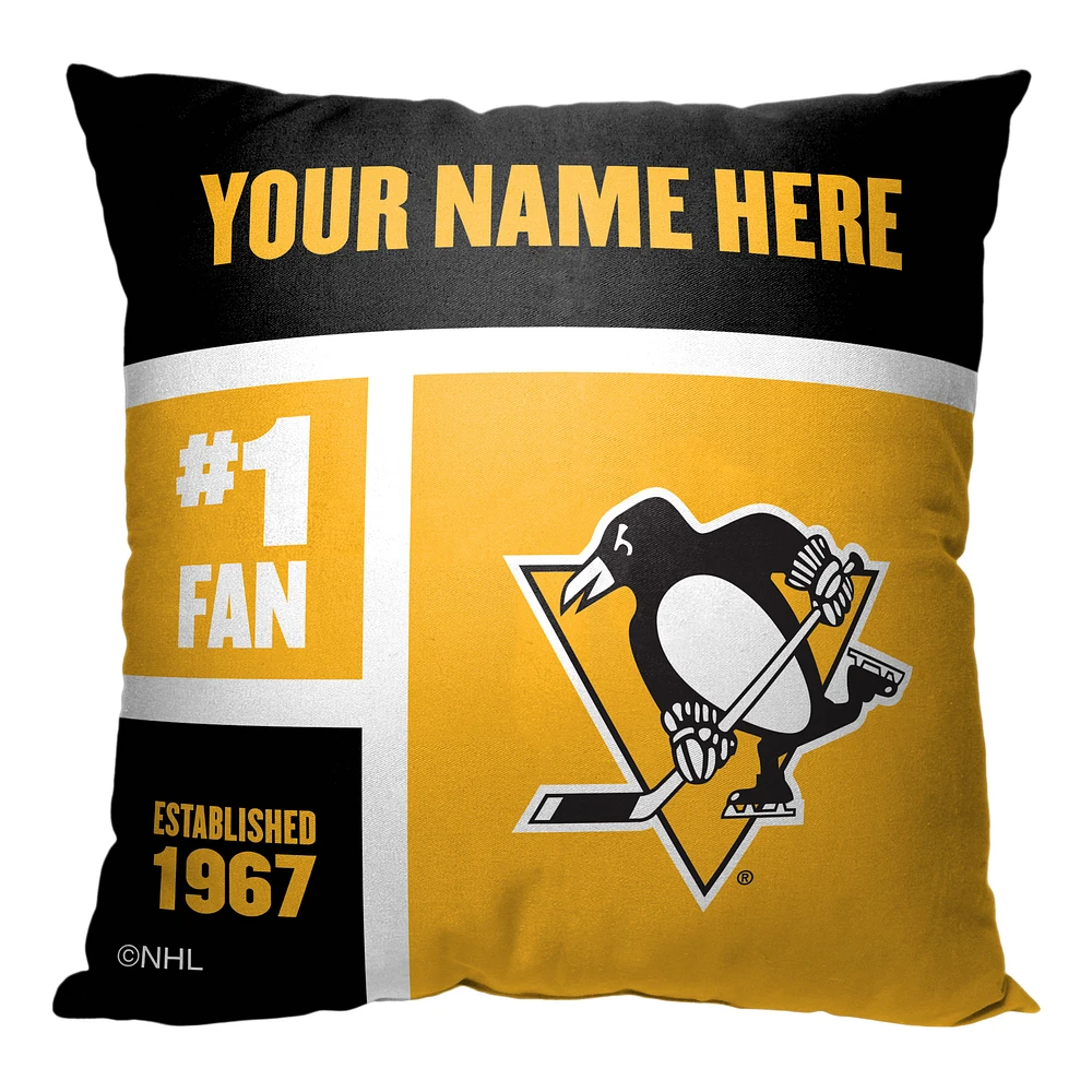 The Northwest Group Pittsburgh Penguins 18'' x 18'' Personalized Throw Pillow