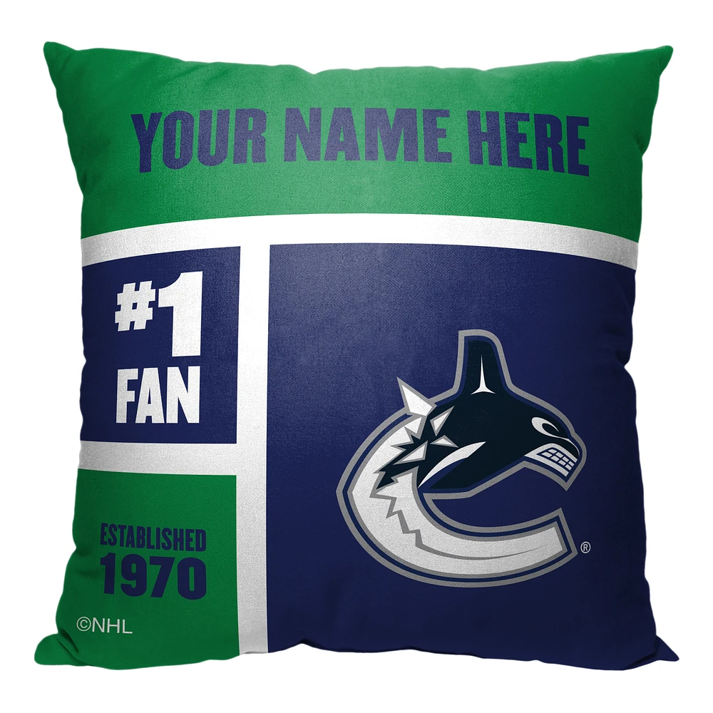 The Northwest Group Vancouver Canucks 18'' x 18'' Personalized Throw Pillow