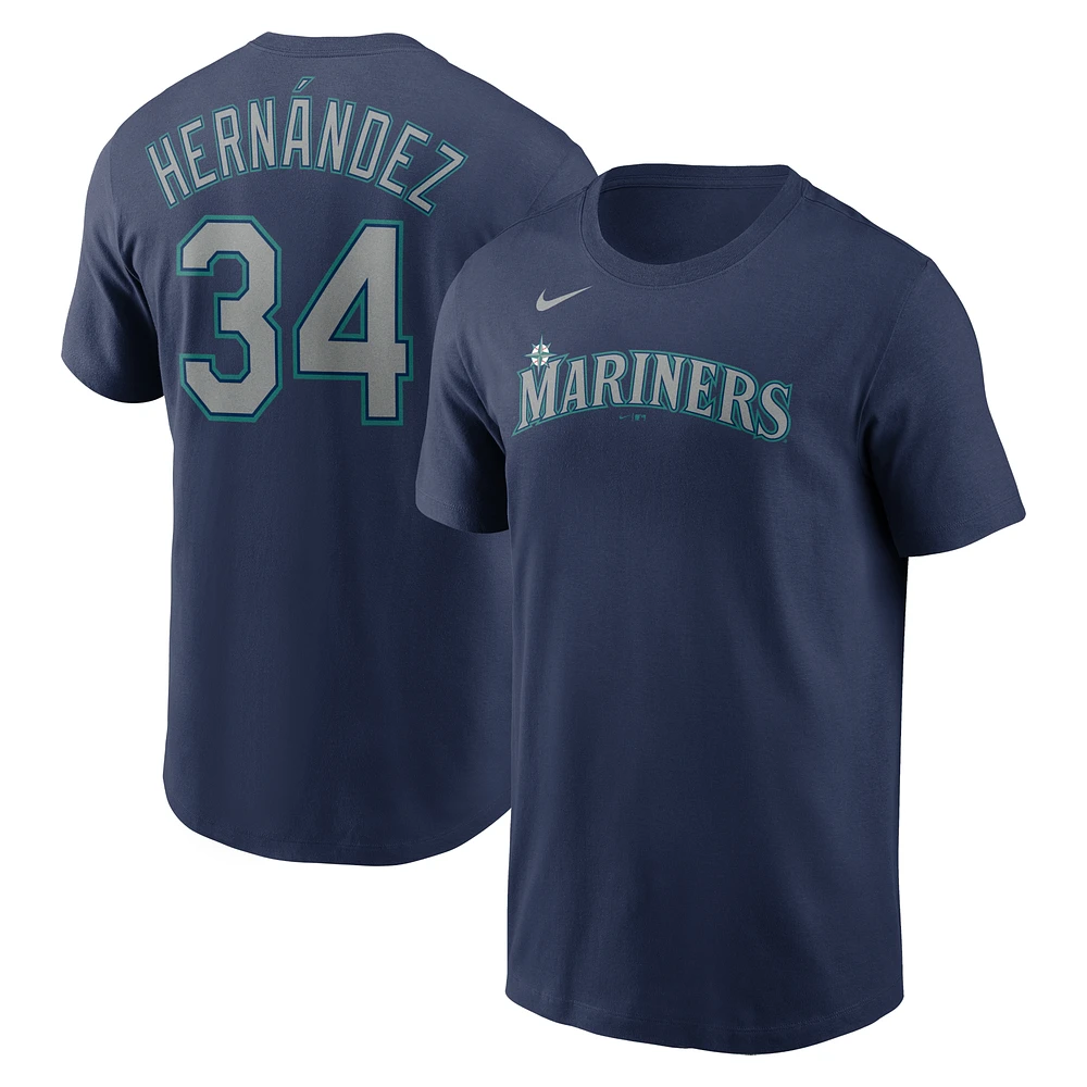 Men's Nike Felix Hernandez Navy Seattle Mariners Hall of Fame Name & Number T-Shirt