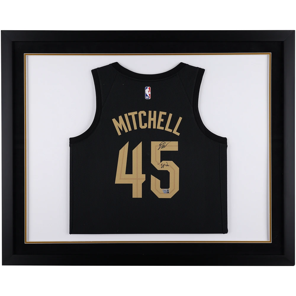 Donovan Mitchell Cleveland Cavaliers Autographed Framed Black Jordan Brand 2022-2023 Statement Swingman Jersey with "Spida" Inscription