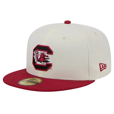 Men's New Era South Carolina Gamecocks Chrome White Vintage 59FIFTY Fitted Hat