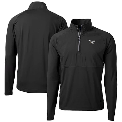 Men's Cutter & Buck Black Philadelphia Eagles Adapt Eco Knit Hybrid Recycled Quarter-Zip Pullover Jacket