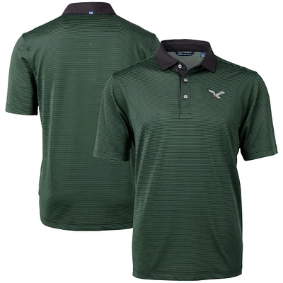 Men's Cutter & Buck Hunter Green/ Philadelphia Eagles Virtue Eco Pique Micro Stripe Recycled Polo