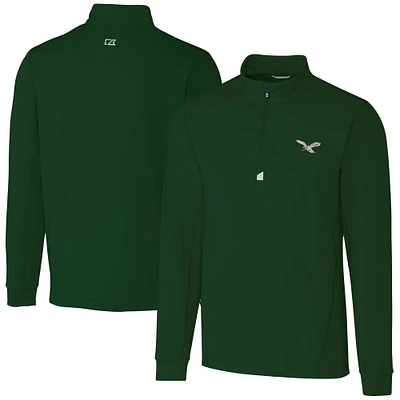 Men's Cutter & Buck Hunter Green Philadelphia Eagles Traverse Stretch Quarter-Zip Pullover