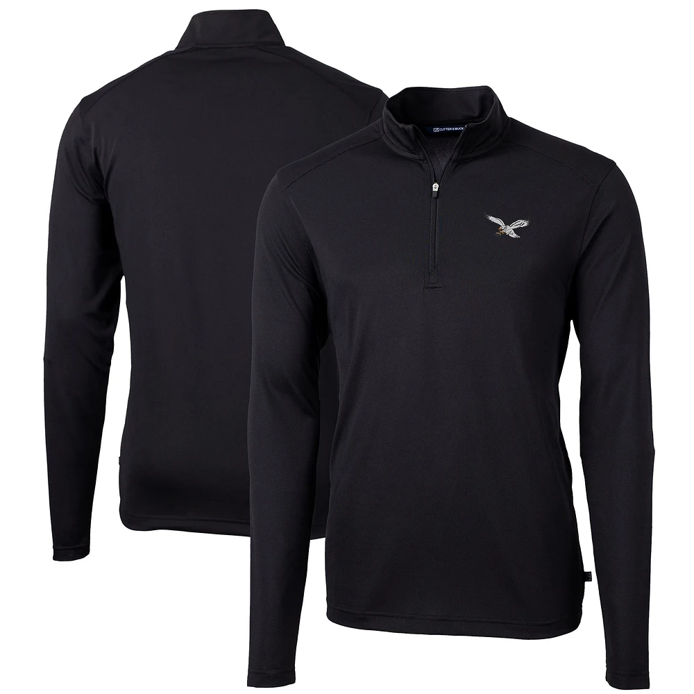 Men's Cutter & Buck Philadelphia Eagles Virtue Eco Pique Recycled Quarter-Zip Pullover