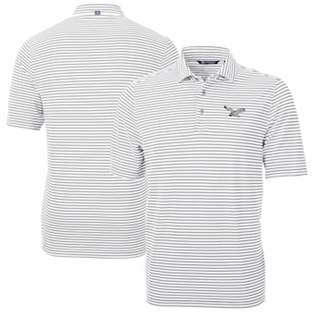 Men's Cutter & Buck Gray Philadelphia Eagles Virtue Eco Pique Micro Stripe Recycled Polo