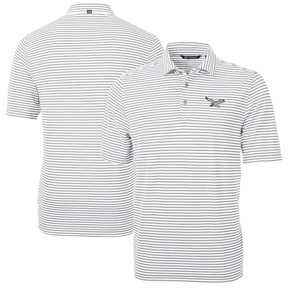 Men's Cutter & Buck Gray Philadelphia Eagles Virtue Eco Pique Micro Stripe Recycled Polo