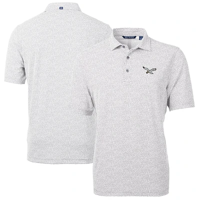 Men's Cutter & Buck Gray Philadelphia Eagles Virtue Eco Pique Botanical Print Recycled Polo