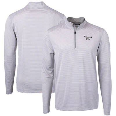 Men's Cutter & Buck Philadelphia Eagles Virtue Eco Pique Micro Stripe Recycled Quarter-Zip Pullover Top