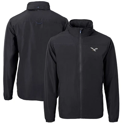 Men's Cutter & Buck Black Philadelphia Eagles Charter Eco Recycled Full-Zip Jacket