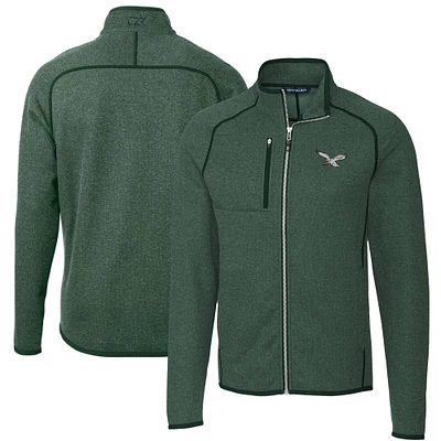 Men's Cutter & Buck Heather Philadelphia Eagles Mainsail Sweater-Knit Full-Zip Jacket