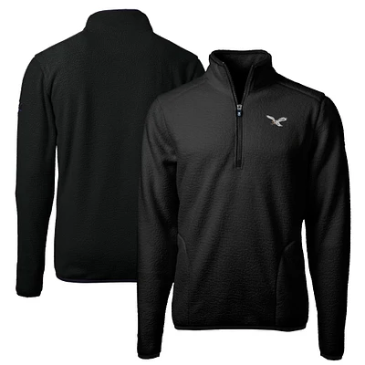 Men's Cutter & Buck Black Philadelphia Eagles Cascade Eco Sherpa Fleece Quarter-Zip Pullover Jacket